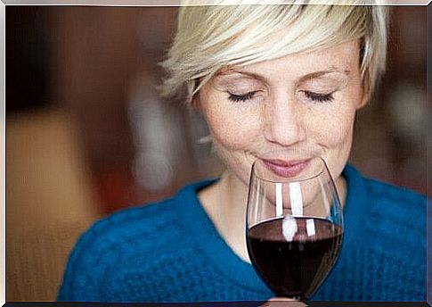 woman enjoying wine