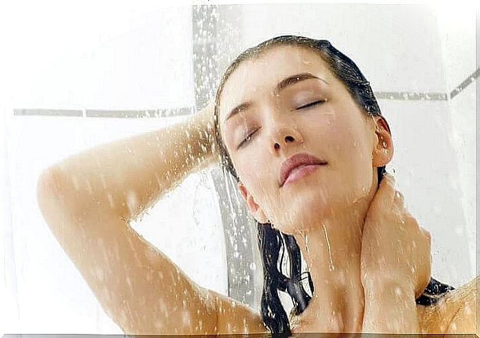 woman in the shower