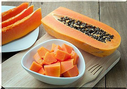 papaya on a plate