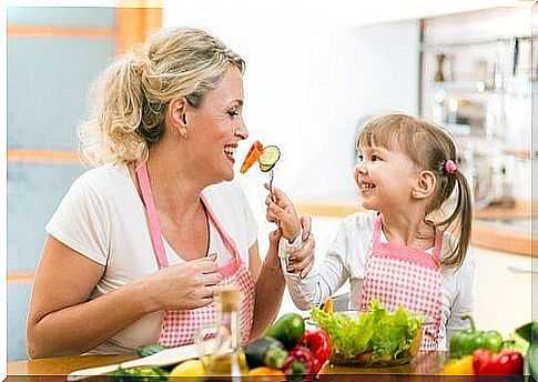 Child involved in cooking